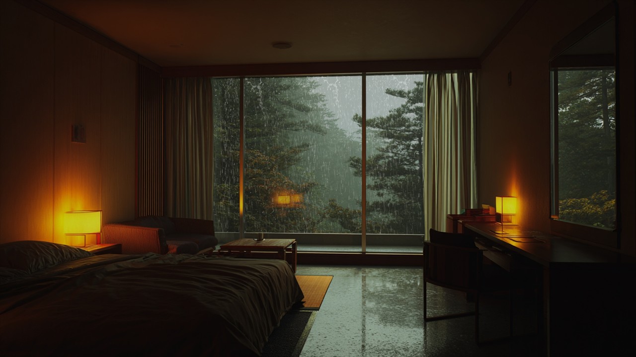 Rainy Night Piano Ambience | Soft Piano Whispers Flowing with the Midnight Rain