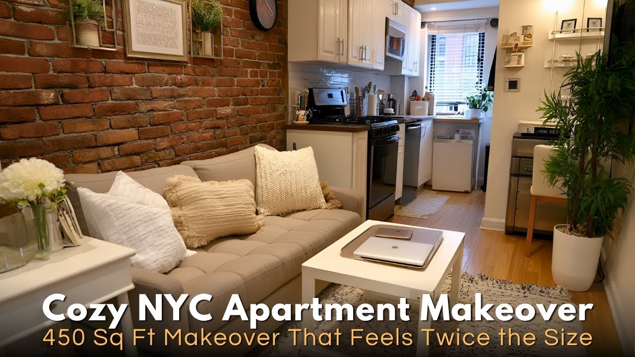 Brilliant 450 Sq Ft NYC Walk Up Apartment Makeover   FULL DECOR