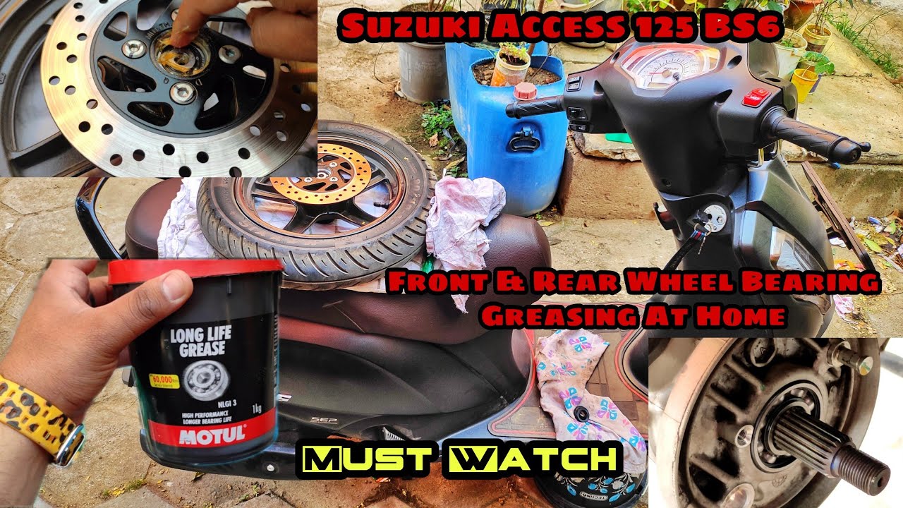 Suzuki Access 125 Front & Rear Wheel Bearing Greasing With MOTUL Grease|At home|Increase Performance