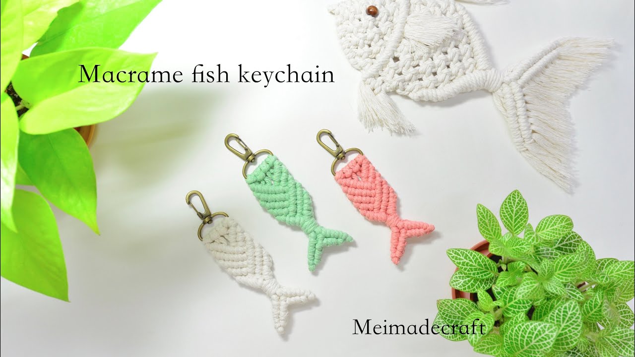 DIY Macrame fish keychain/編織魚掛飾教學/編織鑰匙圈
