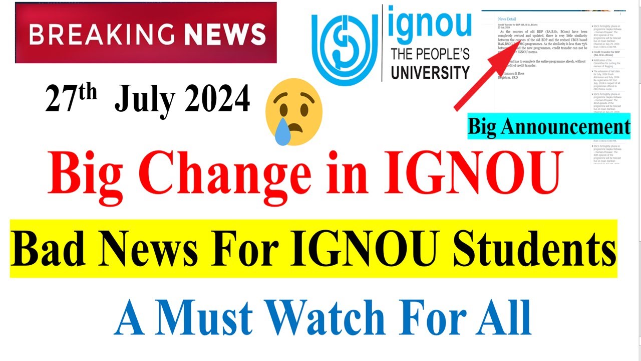 😮 Big Changes in IGNOU | Bad News For IGNOU Students | A Must Watch For All