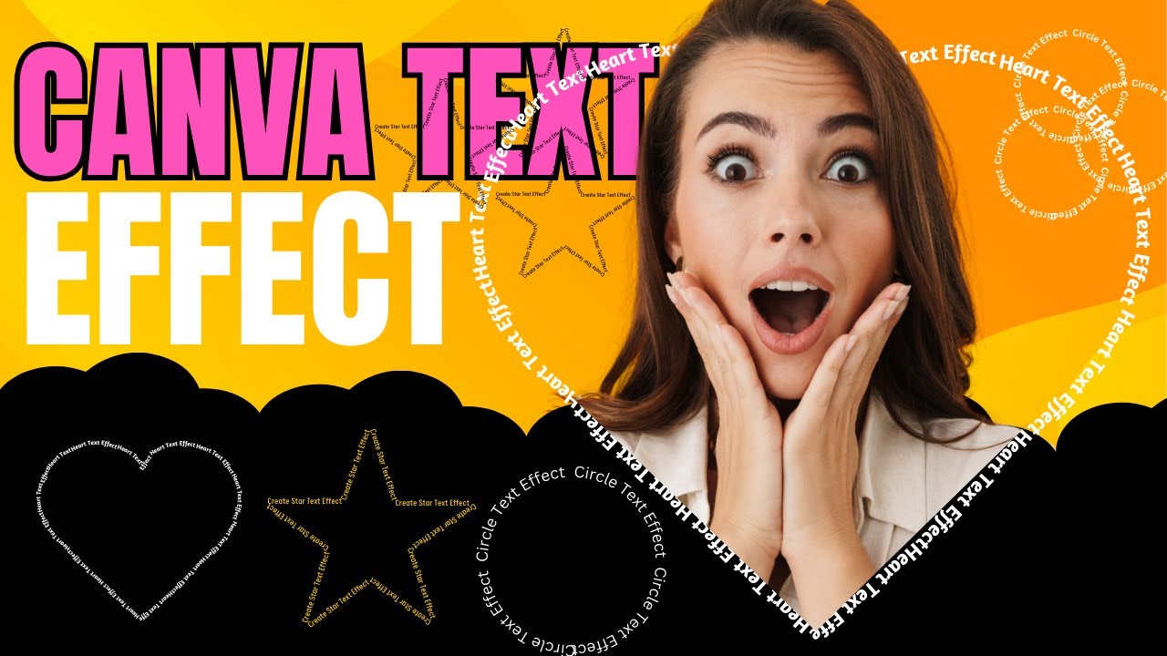 New Text Effect With Canva / Heart, Circle and star outline TEXT with canva