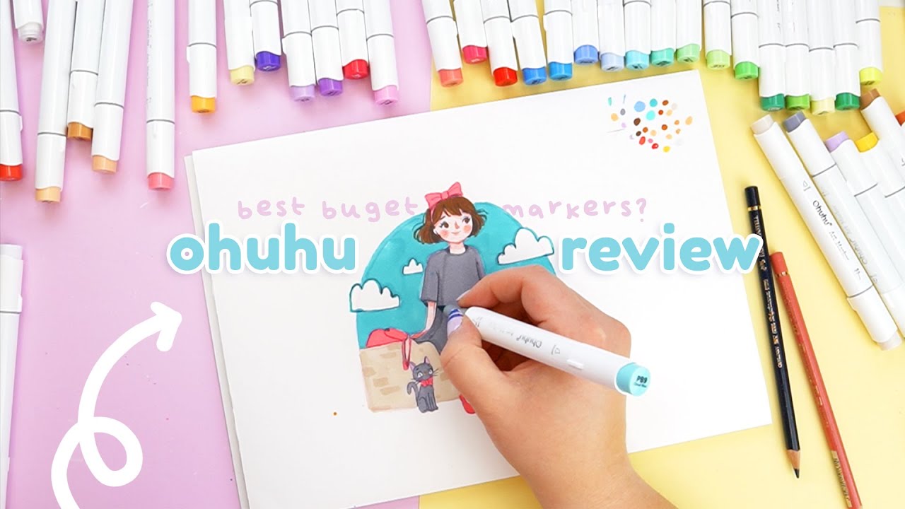 THE BEST BUDGET ART MARKERS? 🌝👋🏻 Trying Ohuhu Brush Tip art pens ~ (REVIEW)