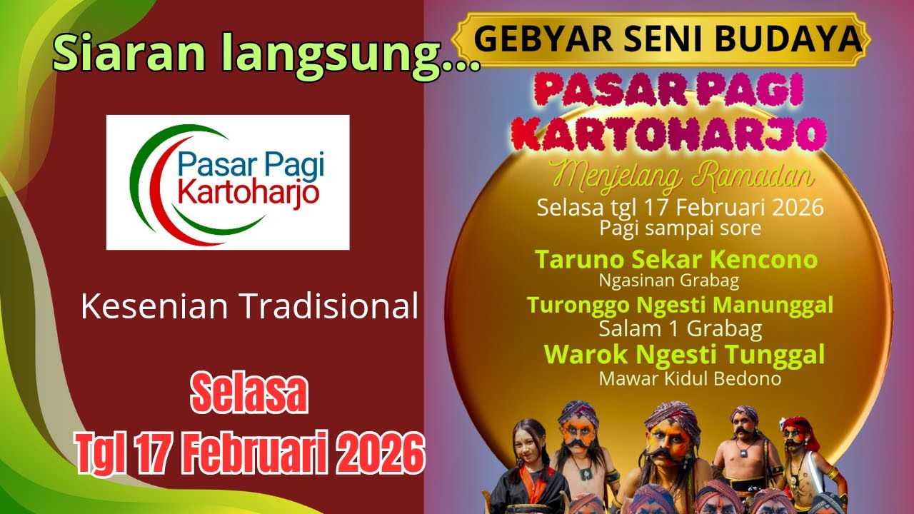 Siaran langsung TSK NGASINAN, TNM SALAM1, WNT MAWAR KIDUL BEDONO  DI PASAR PAGI KARTOHARJO