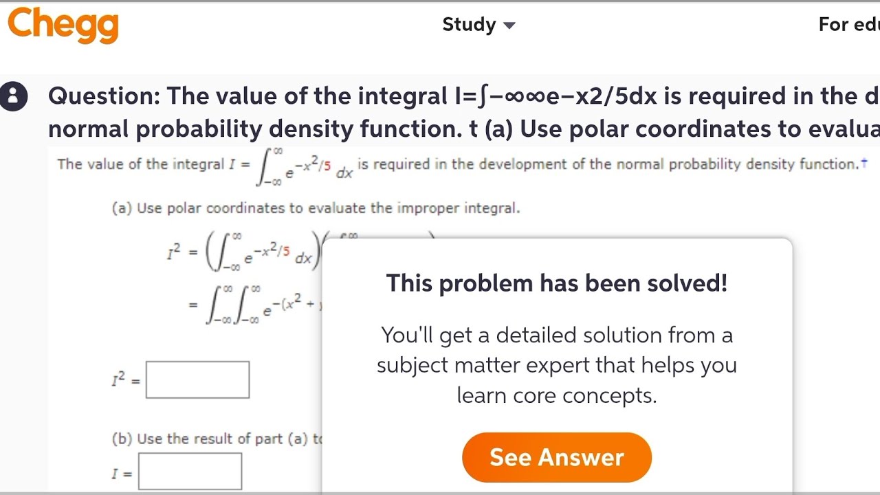 Improper Integral of e^(-x²/5) : Solution using Polar Coordinates