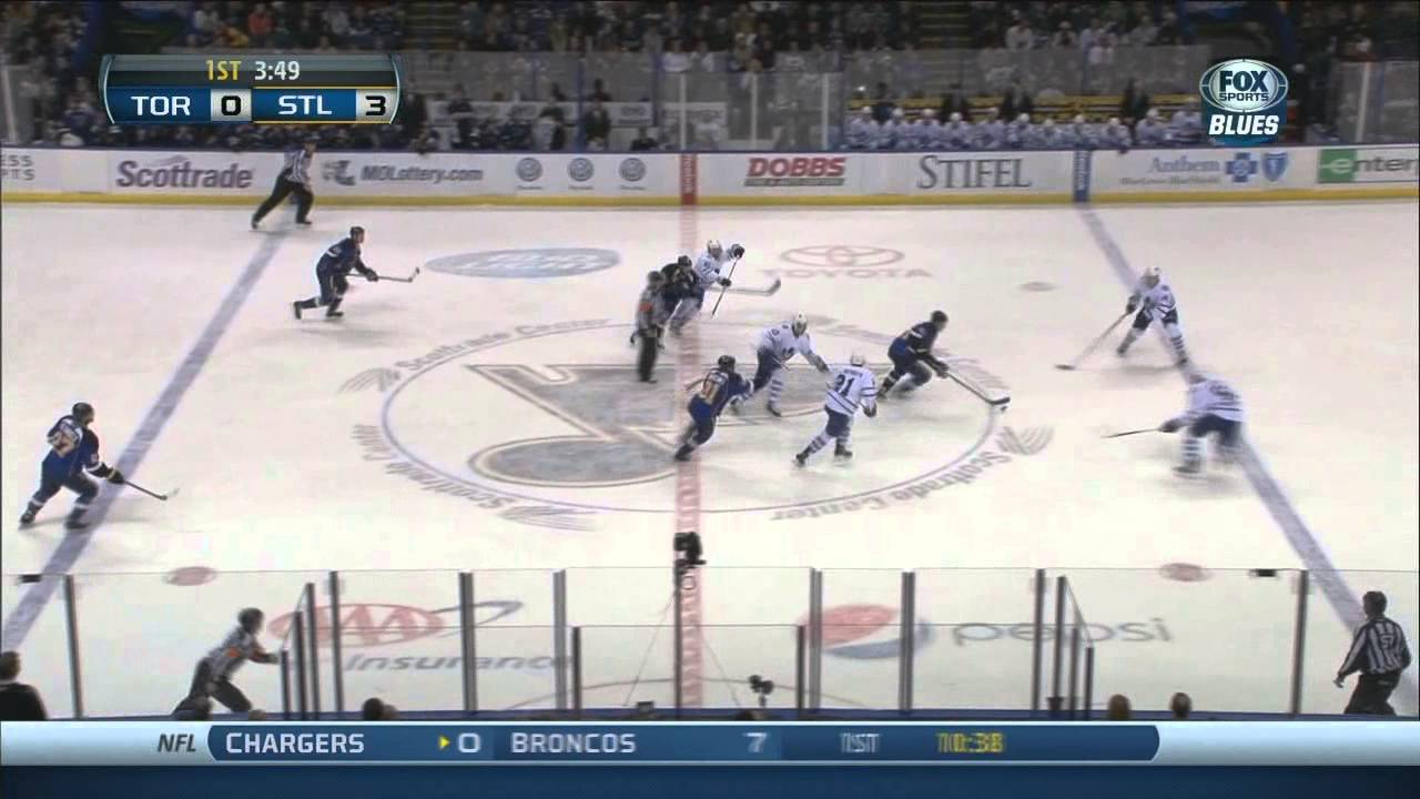 Derek Roy snap shot goal 3-0 Toronto Maple Leafs vs St. Louis Blues 12/12/13 NHL Hockey.