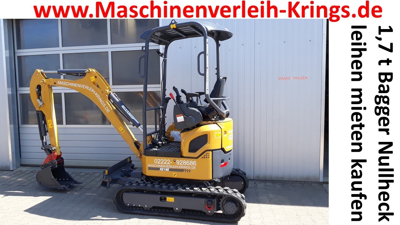 XCMG MiniBagger XE 18 E Canopy Excavator MicroBagger Digger Erklärung Einweisung Krings Mietpark