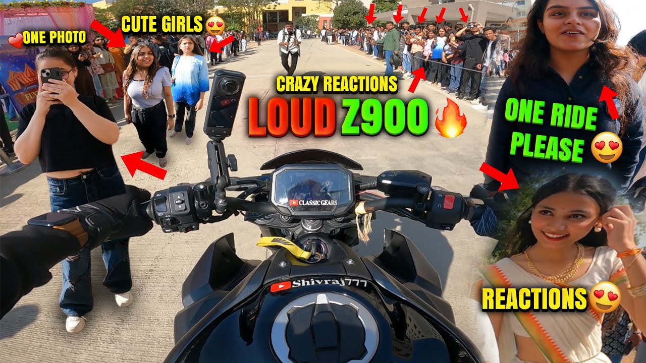 Loud Z900 in College 🔥| Cute College Girl Reactions on Superbikes 😍| College Reaction Vlog 💞|
