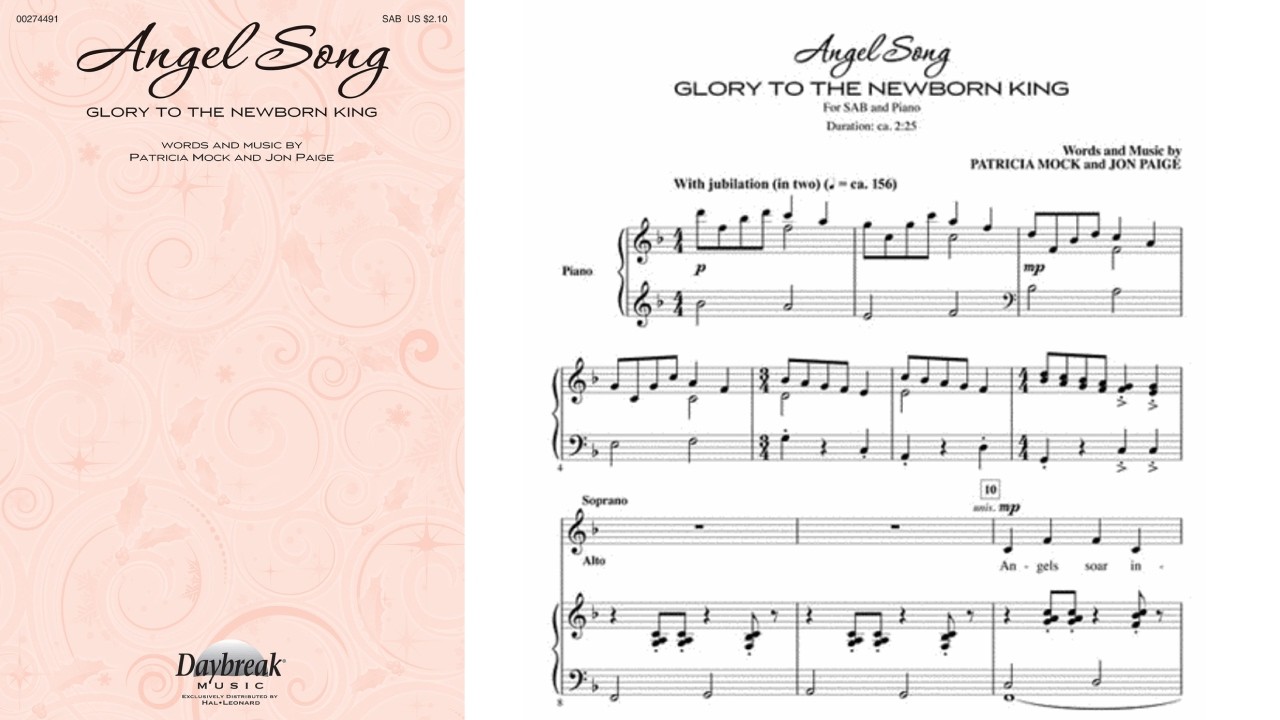 ANGEL SONG (GLORY TO THE NEWBORN KING) (SAB Choir) - Patricia Mock/Jon Paige