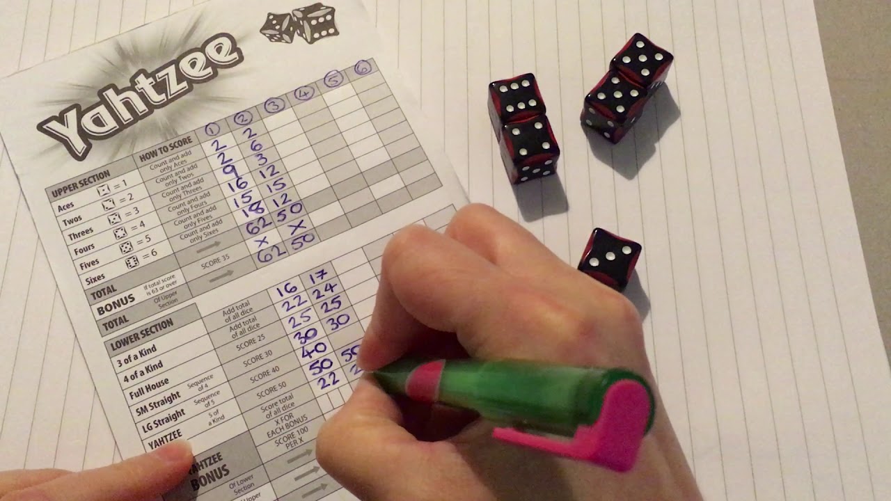 ASMR Playing Yahtzee ~ No Talking ~ Chewing Gum ~ Dice Sounds