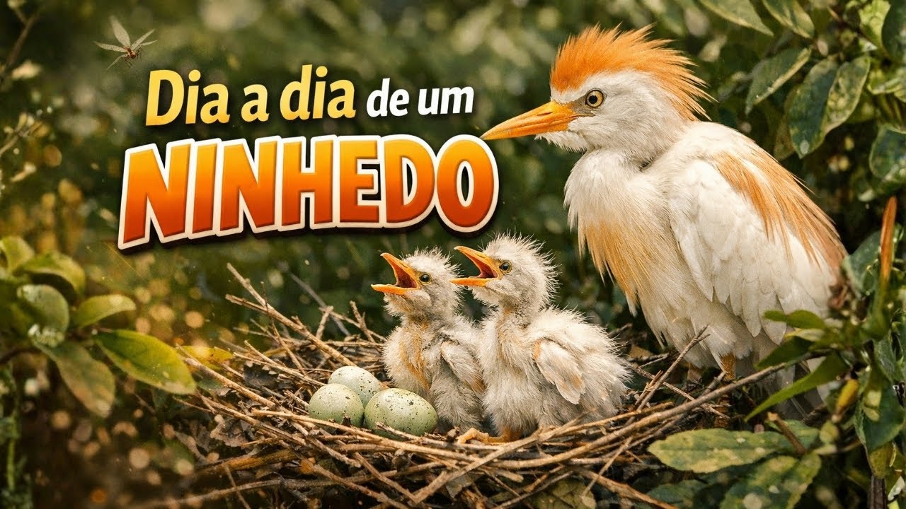 Ninho ativo de garça-vaqueira: a luta diária por sobrevivência !!!