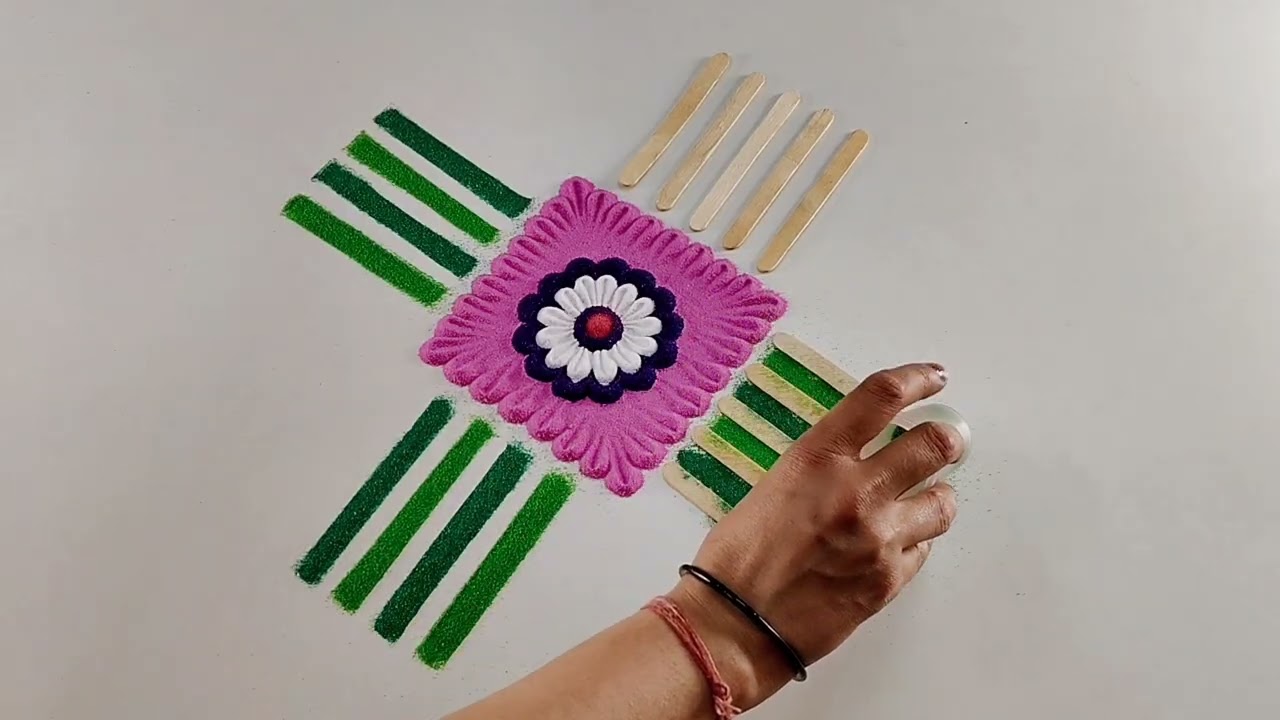 🔥 Easy & Fast Rangoli for Beginners | Learn This Simple Trick