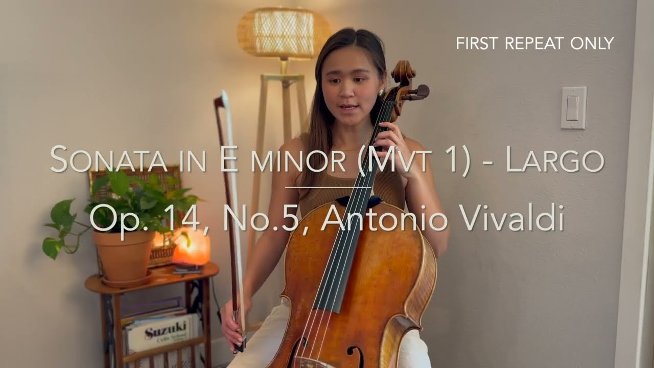 Vivaldi Sonata in E Minor - Mvt 1, Largo (Cello Play Along) | Suzuki Cello Book 5