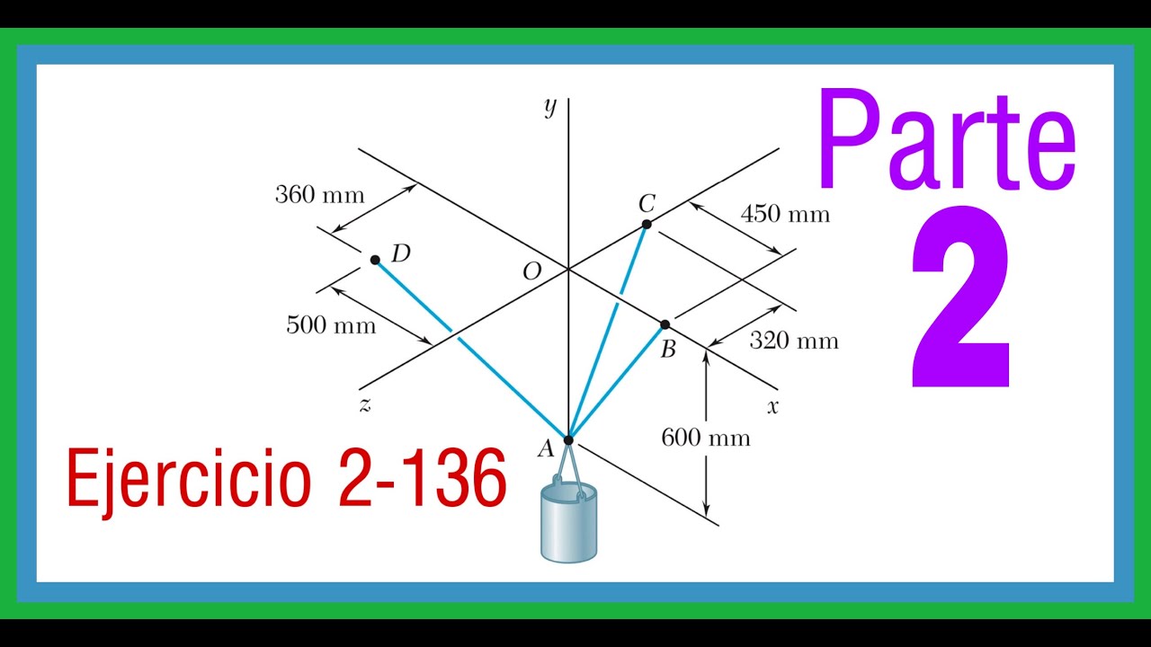 ESTATICA - EQUILIBRIO DE PARTICULA EN 3D - EJERCICIO 2-136 BEER AND JHONSTON 9 edicion (PARTE 2)