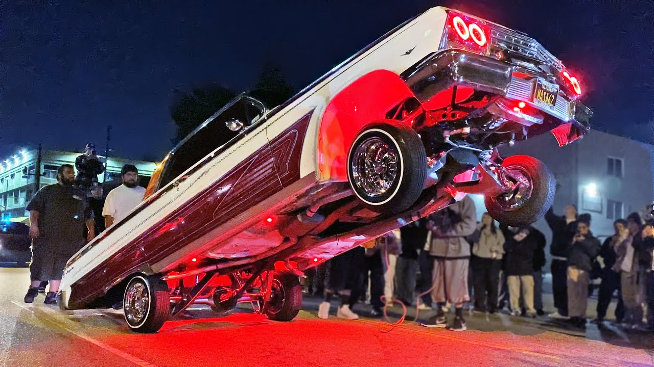 Lowriders Hopping, Cruising Los Angeles California