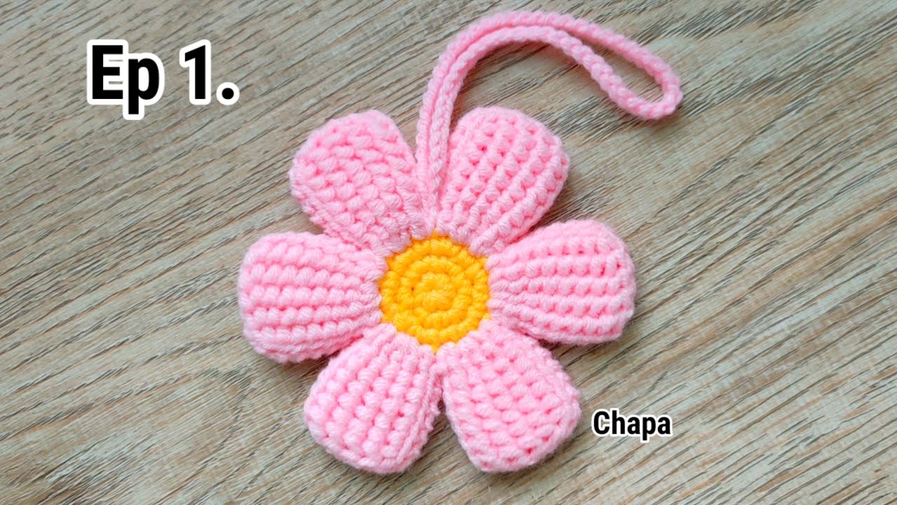 Ep1. Flower 💕 Crochet Flower Keychain Tutorial | Crochet Flower Hanging Accessory #crochet