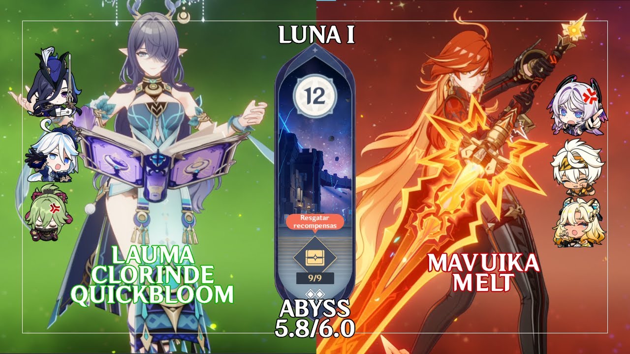 C0 Lauma Clorinde Quickbloom & C0 Mavuika Melt | Genshin Impact Abyss 5.8/6.0 Floor 12 9 Stars