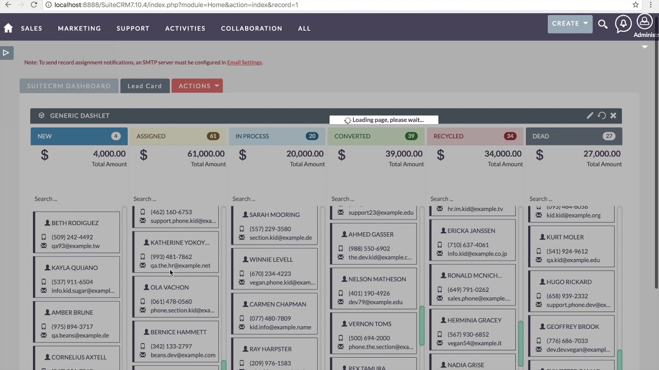 Card management addon for SuiteCRM, SugarCRM demo