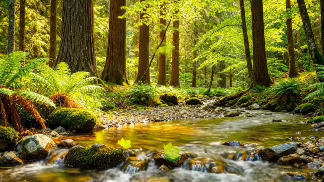 4K Forest Ambience | Relaxing Bird Sounds and Gentle River Stream