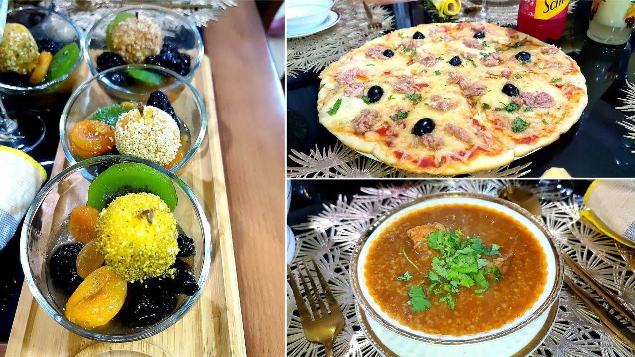 مشتريات رمضانية 2024🌙طاولة اول يوم من رمضان ،شربة فريك .بيتزا.وطاجين حلو.موخيتو