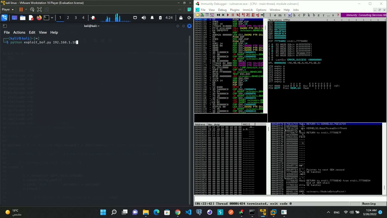 stack buffer overflow exploit to run calculator on windows 11