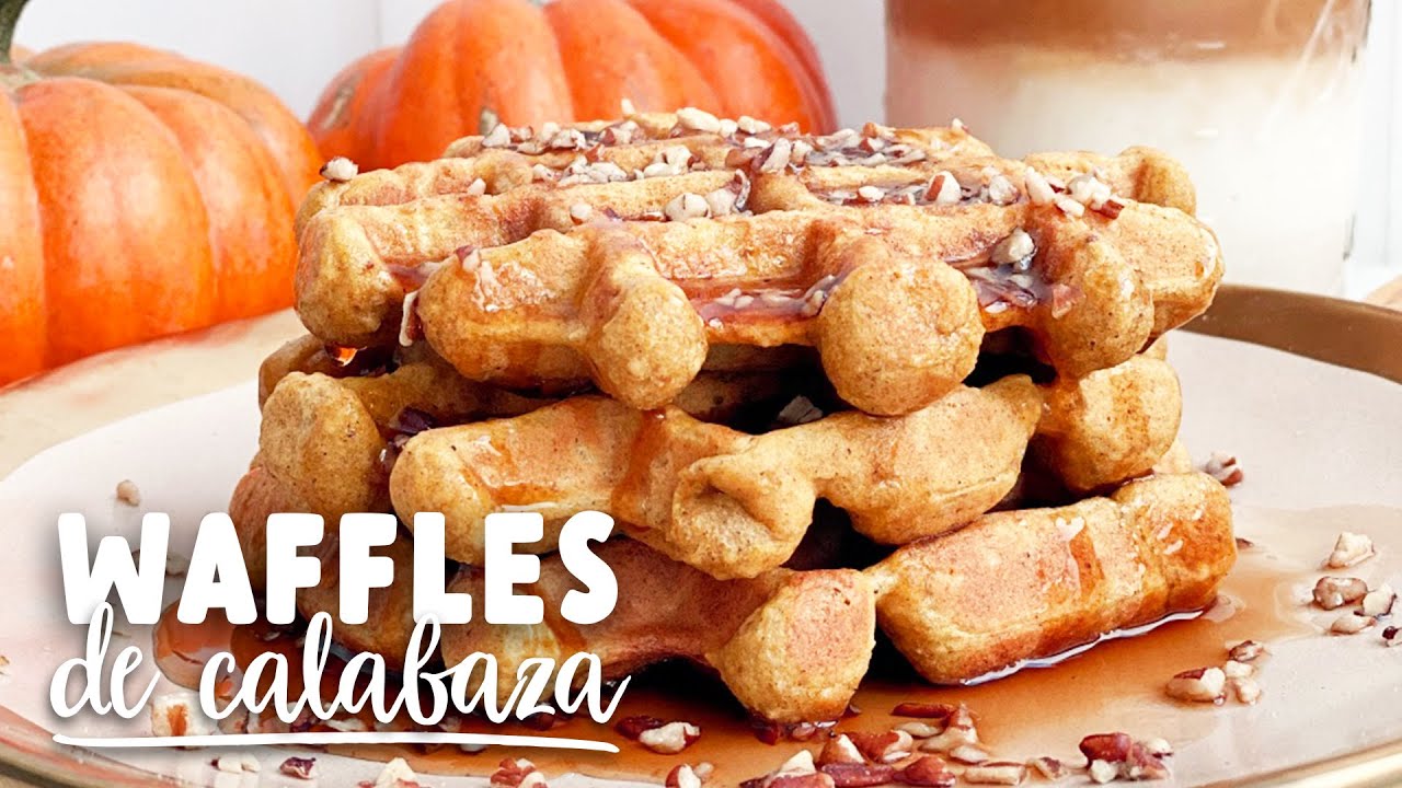 WAFFLES DE CALABAZA Y AVENA (saludables) - Recetas fáciles Pizca de Sabor