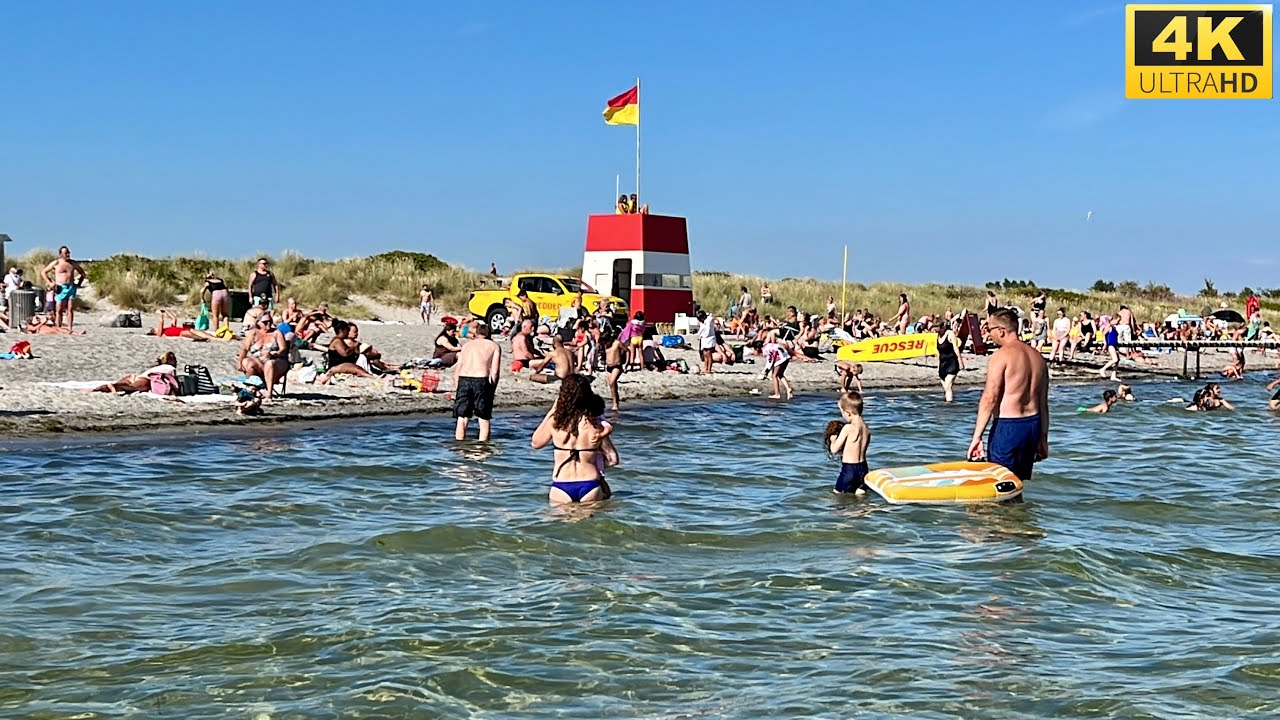Ish&oslash;j Beach Denmark || 4k Walking In Water || Summer 2022  || Relaxing Beach #Strand