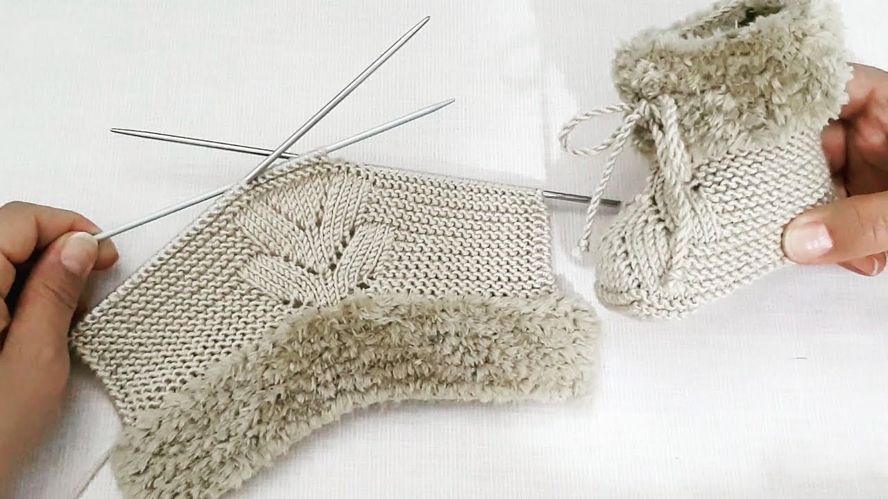 İki Şişle Ajurlu 1 yaş için Bebek Evbotu Patiği Yapılışı / Very Easy Knitting Baby Booties