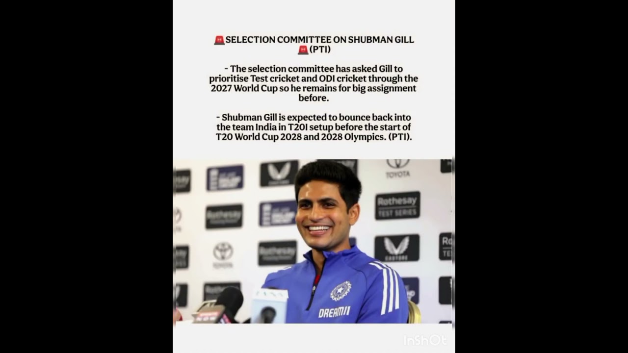 BIG UPDATE: Selection Committee's Massive Decision on Shubman Gill! 😲🇮🇳 #ShubmanGill #TeamIndia