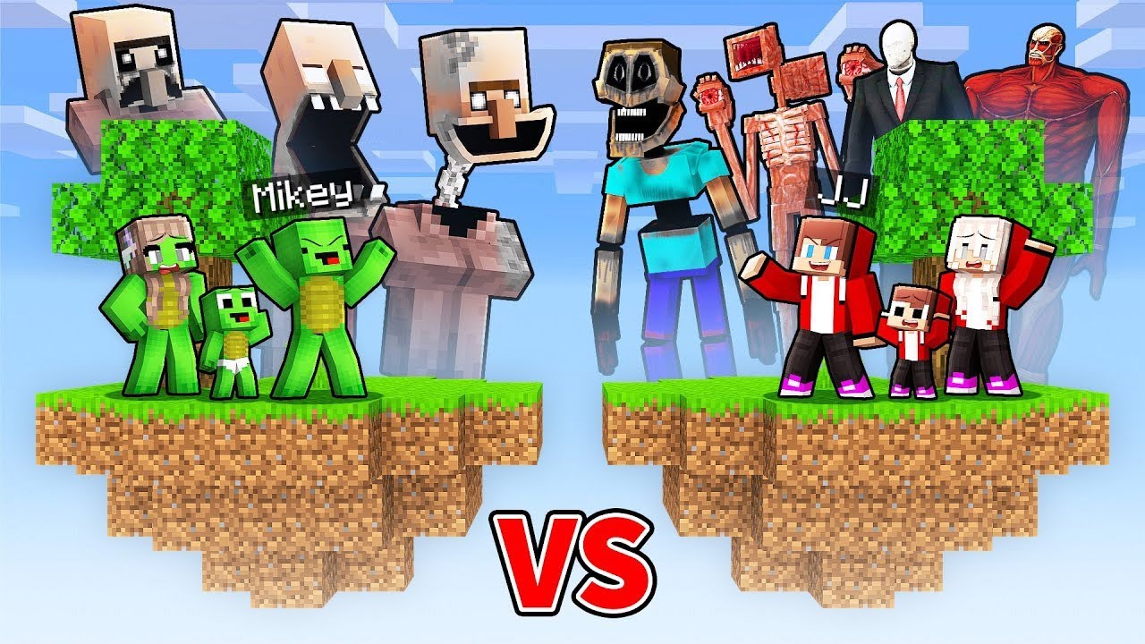 Mikey Family vs JJ Family ISLAND Survival Battle in Minecraft (Maizen)