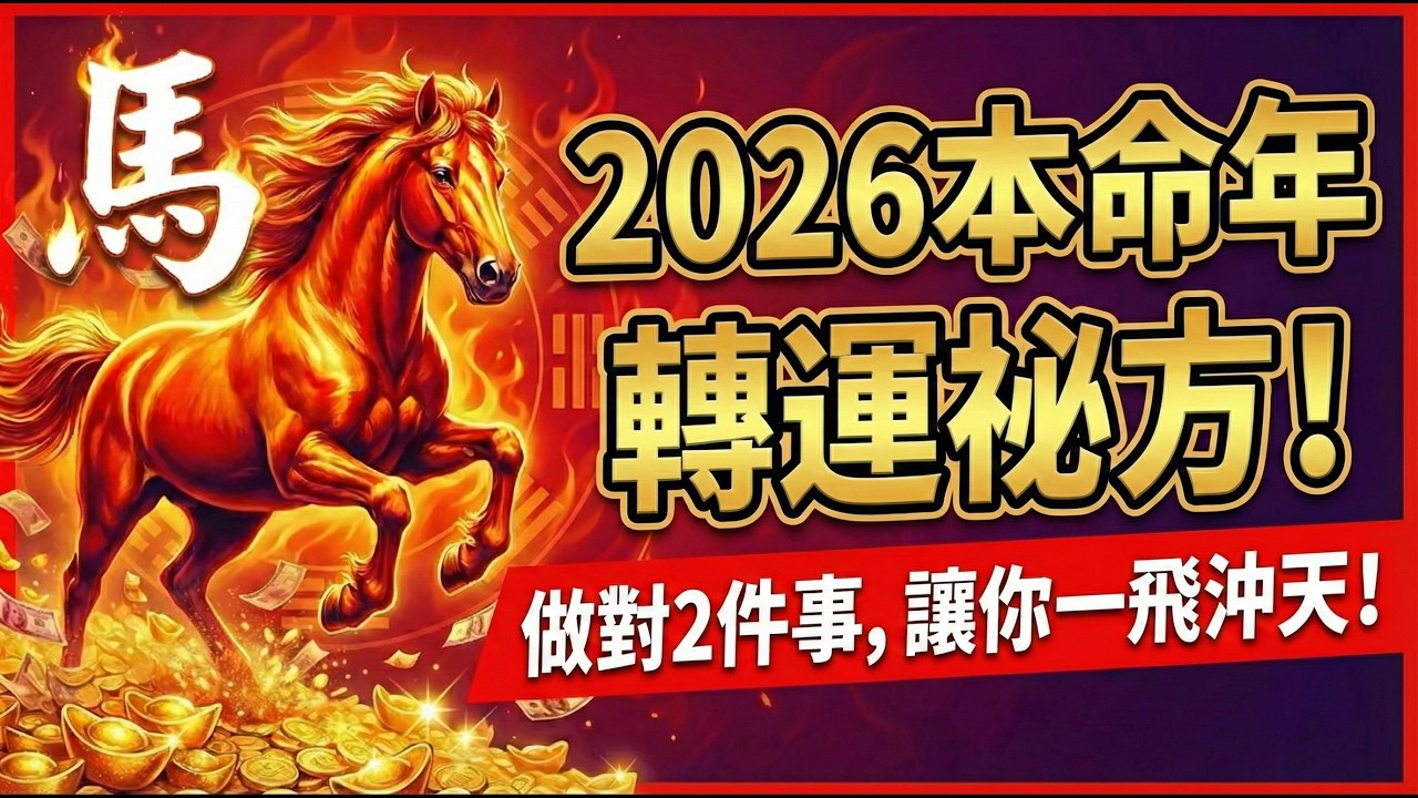 【2026本命年】屬馬者的轉運祕方！現在看還來得及！這「兩件事」做對了，火馬年也能讓你一飛沖天！#2026生肖馬運勢 #屬馬2026運勢 #本命年 #生肖馬 #化太歲 #風水 #改運 #丙午馬年