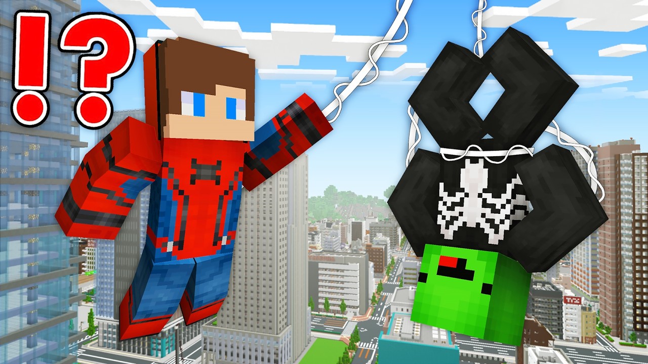 JJ and Mikey in SPIDERMAN and VENOM SUPERHERO CHALLENGE in Minecraft - Maizen