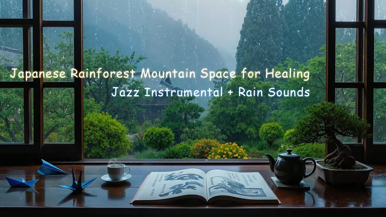 Japanese Mountain Rainforest 🌧️ Healing Jazz Piano and Rain Sounds for Relaxation and Peaceful Mind