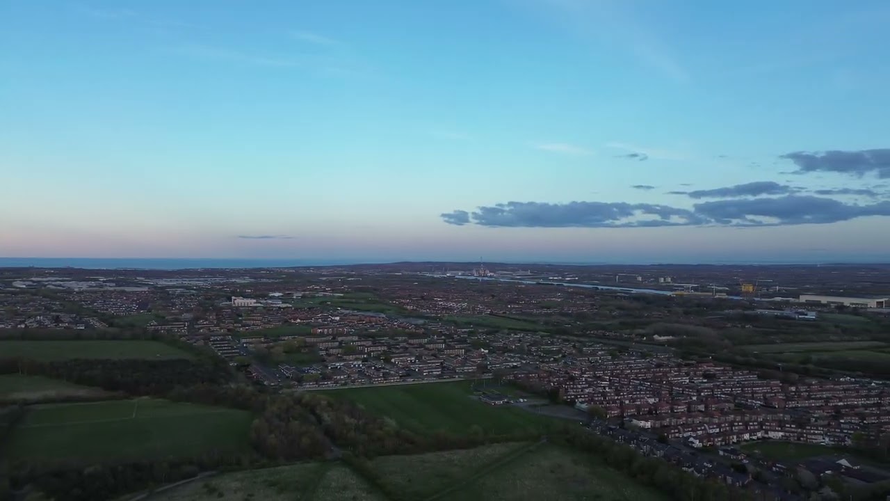 Drone footage of the area around the Rising Sun in Wallsend. Taken during sunset.
