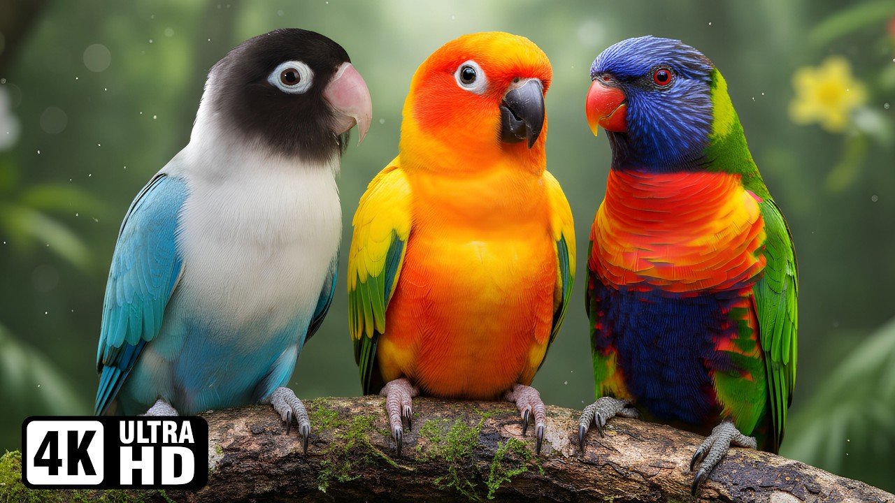 Amazing Small Parrots 🦜 Beautiful Nature Scenes 💚 Stress Relief 🌿 Relaxing Bird Sounds | Calm Time 🌿