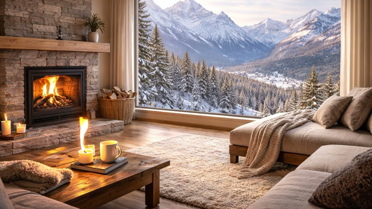 🎶❄️ Relaxing Music by the Mountain Hearth | Nordic Morning Calm ☕🔥