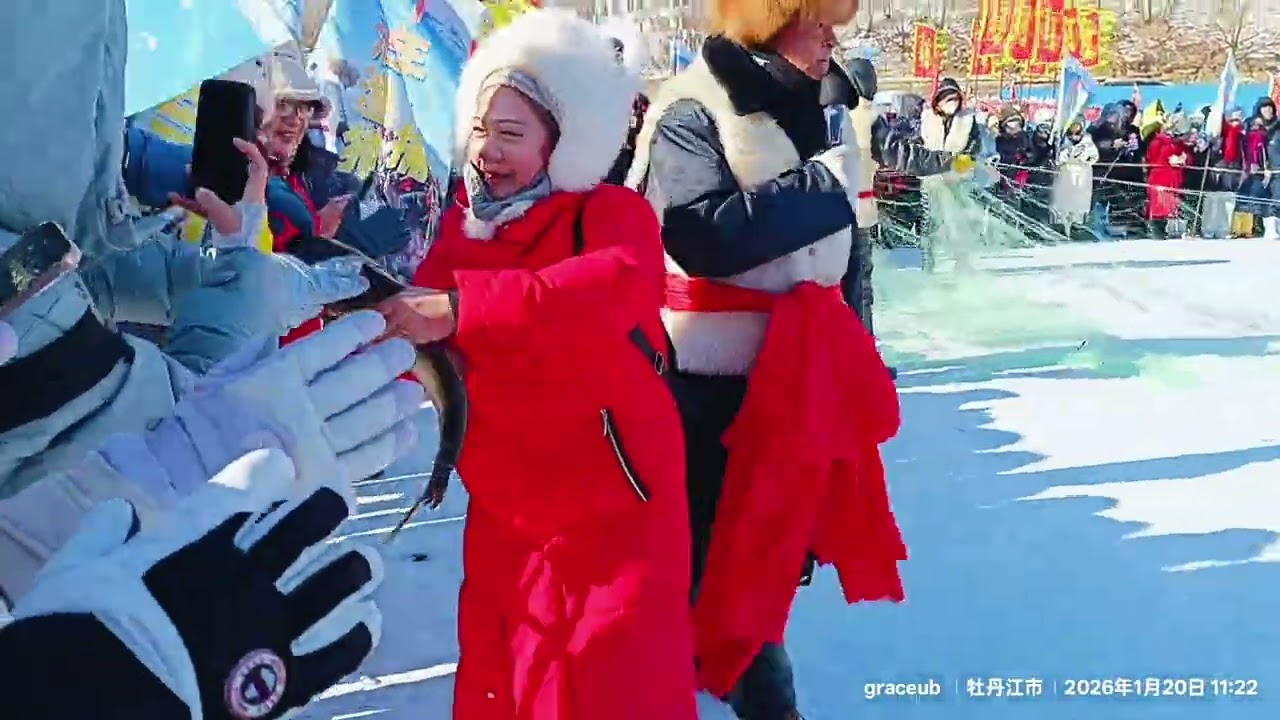 2026 1月20日 @鏡泊湖風景區/ 吊水樓冰瀑/ 冬捕/ 延邊大學彈幕牆打卡