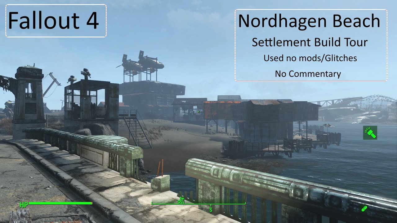 Fallout 4: Nordhagen Beach Settlement Build Tour. No Mods/Glitches and No Commentary.