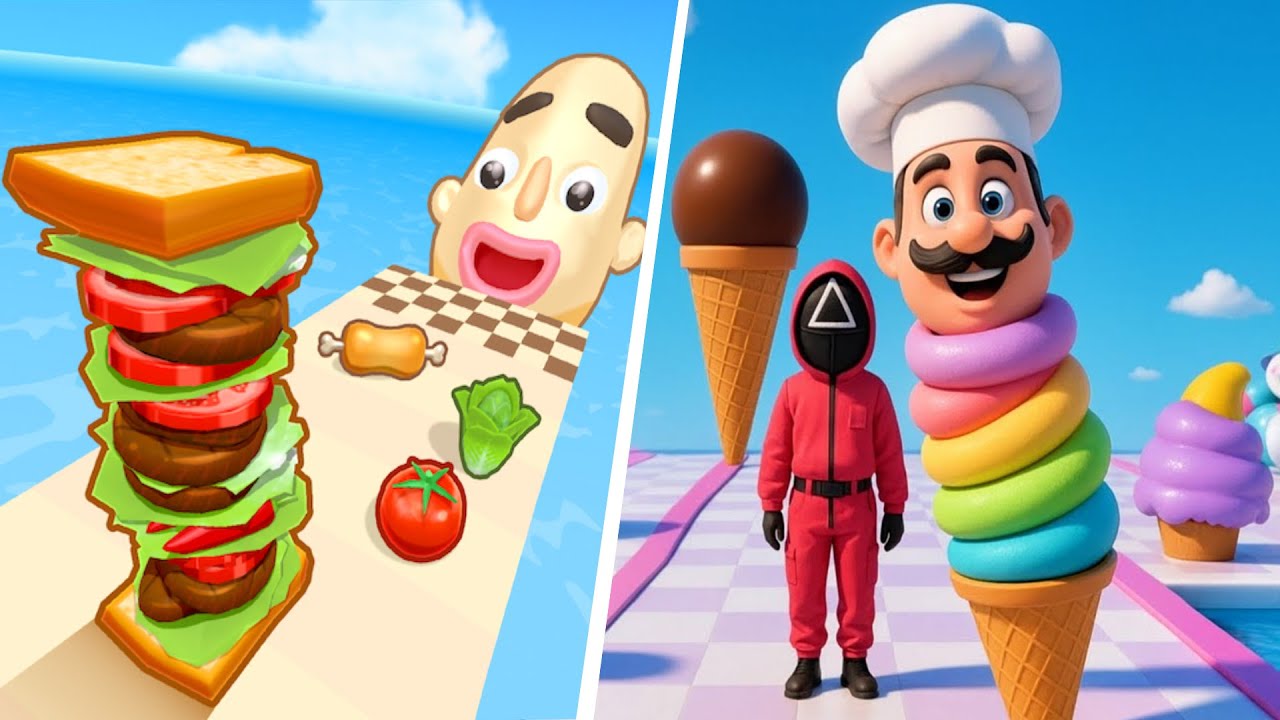 Sandwich Run 🆚 Stacky Ice Cream Runner🧿🌺🌈Walkthrough Android IOS 2025 New Update Gameplay 77784