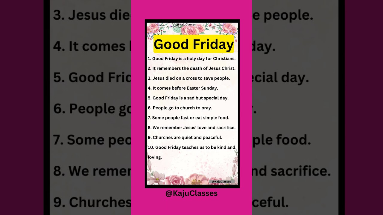 10 Lines on Good Friday In English | Essay on Good Friday | Speech on Good Friday/Good Friday Essay