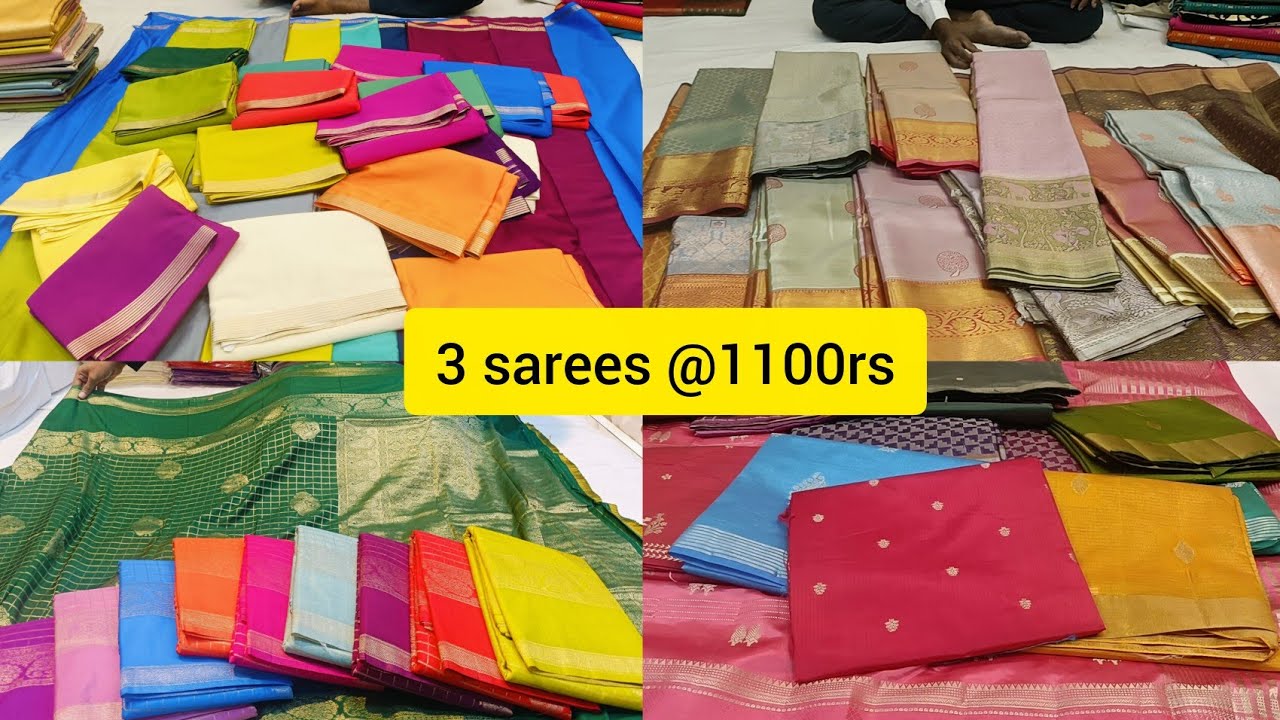 chikpet Bangalore Wholesale 3 sarees @1100rs || single saree courier available