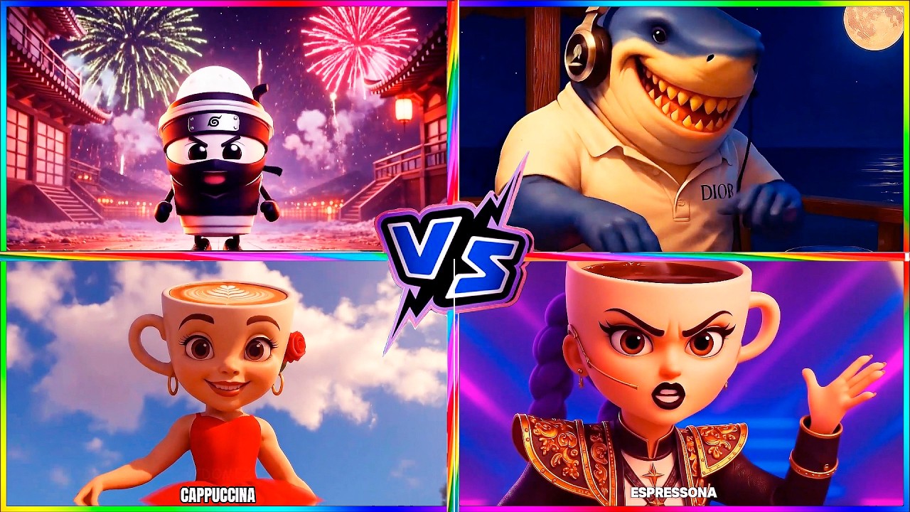 Italian Brainrot Battle – Tralalero Tralala vs Cappuccino Assassino  Soda Pop Tiles Hop