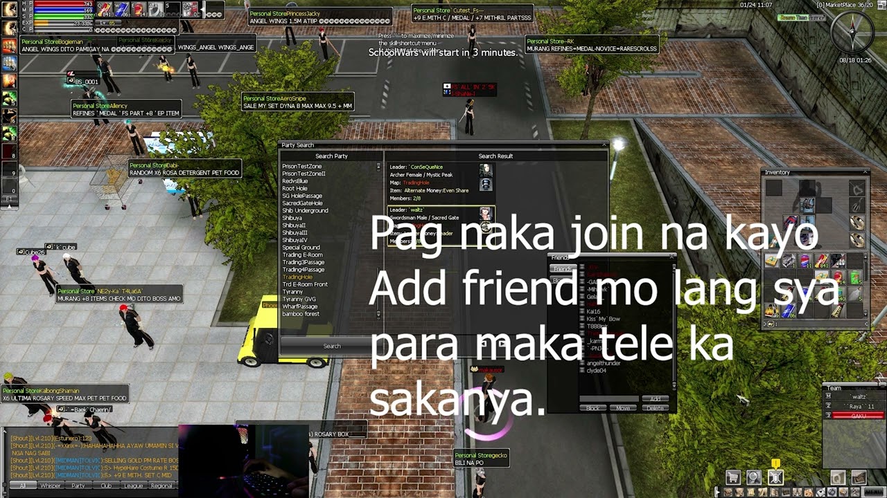 Pano mag hanap ng Party sa Ran online