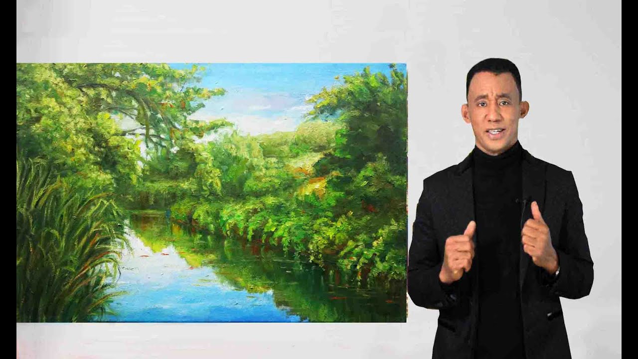 Todos pintamos muy facil este hermoso paisaje con reflejos   Manolette el pintor Manolo Romero Solan