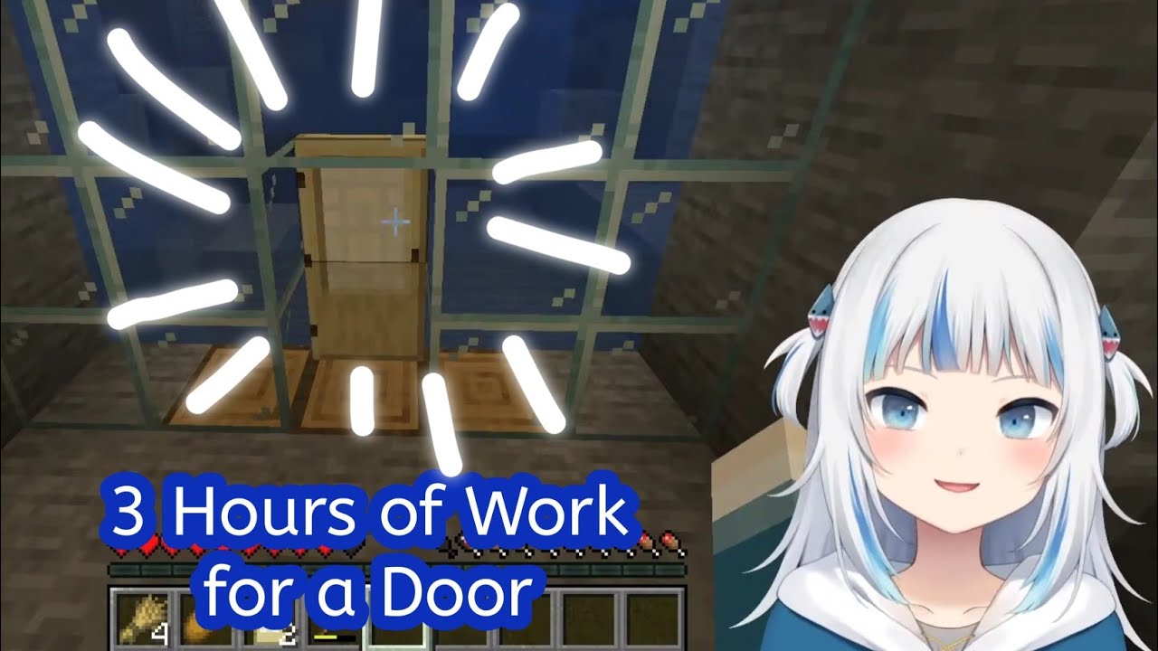 Gawr Gura Plays Minecraft for 3 Hours Just to Make a Door