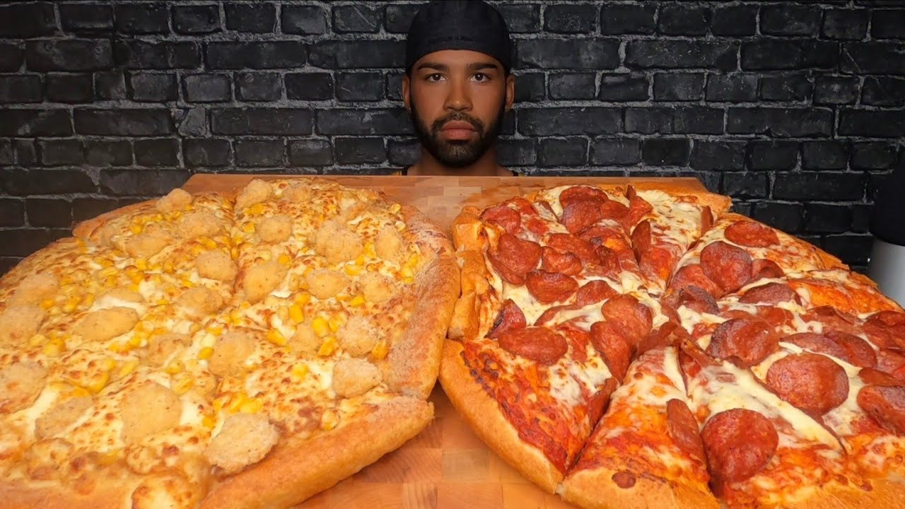 (ASMR) PIZZA HUT'S KFC POPCORN CHICKEN PIZZA + PEPPERONI & CHEESE PIZZA MUKBANG