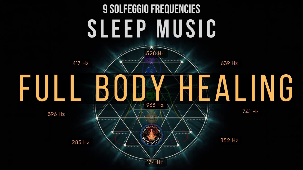 BLACK SCREEN SLEEP MUSIC ☯ All 9 solfeggio frequencies ☯ Full Body Healing