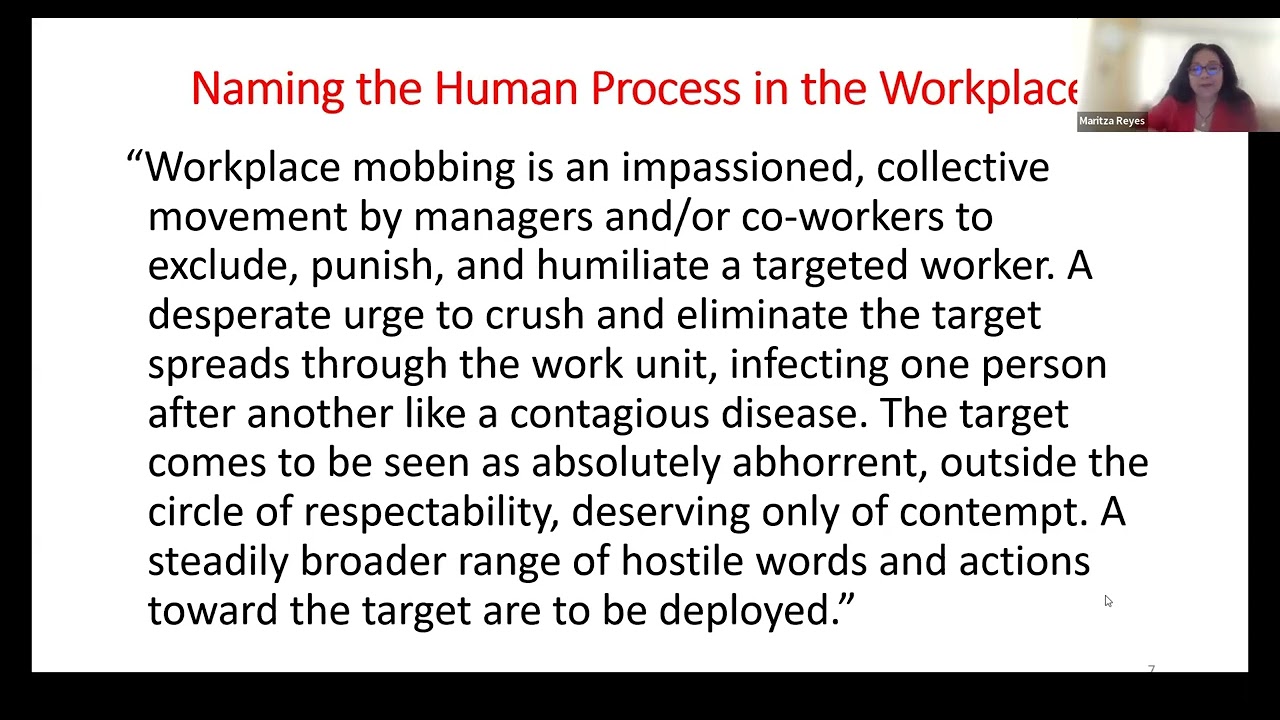Maritza Reyes | A Self-Represented Attorney's Experience with Workplace Mobbing ...