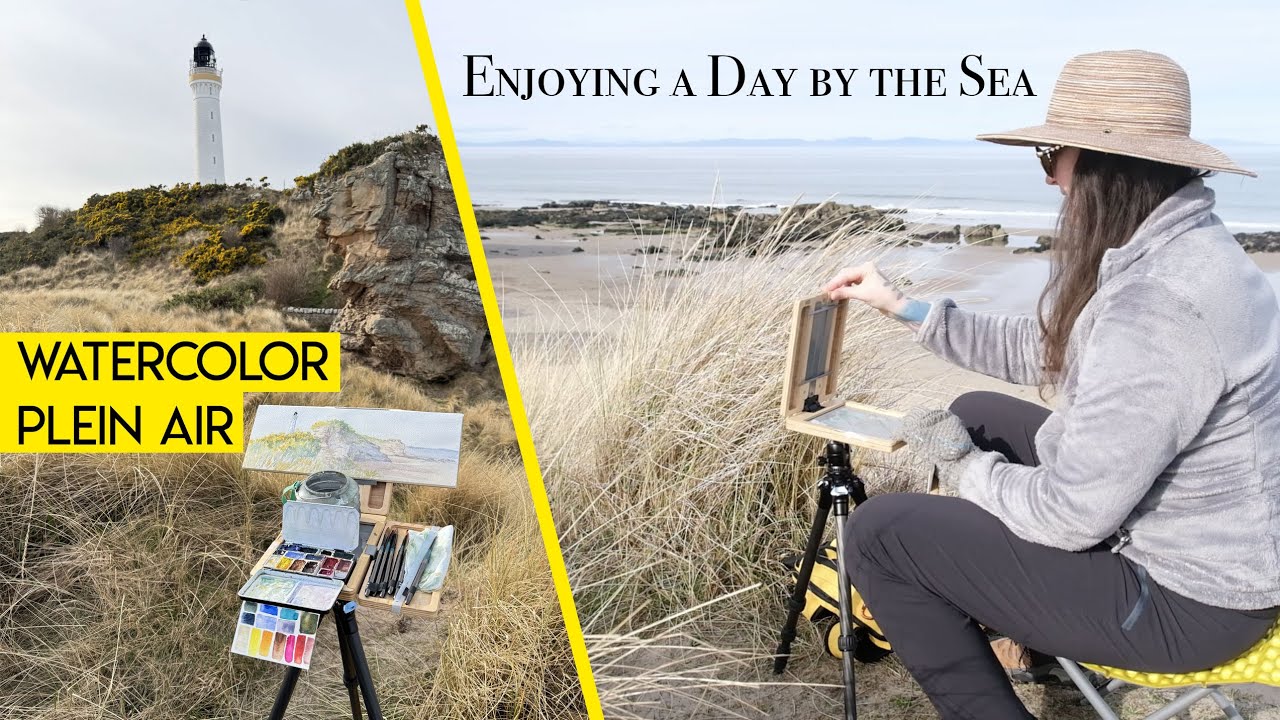 Watercolor plein air by the sea