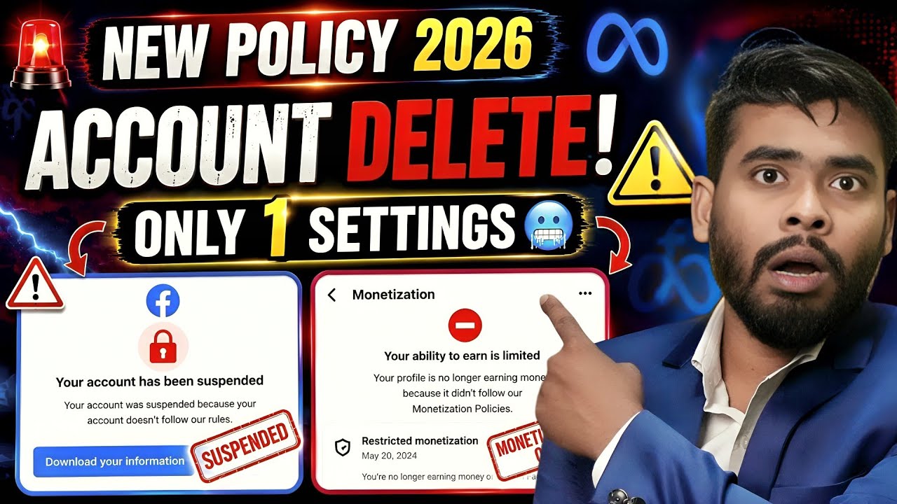 Facebook New Policy 2026 😱 Account Delete & Monetization Disabled? 1 Setting ✅️ 
